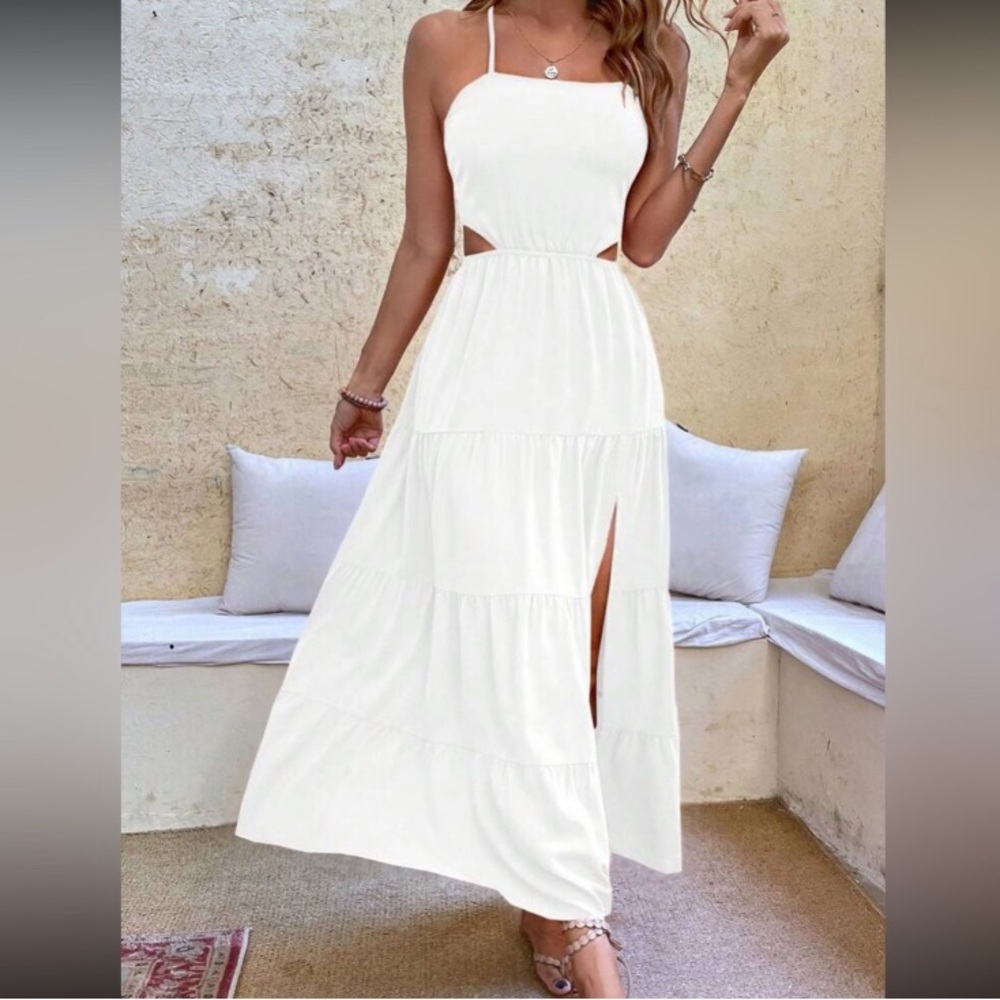 Boho crisscross tie open back cutout maxi dress - Picture 7 of 7